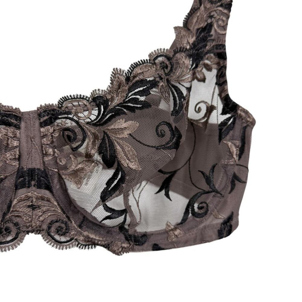 Soma Womens Brown Embroidered Lace Unlined Wired Back Close Sheer Bra sz 34C - Picture 7 of 16